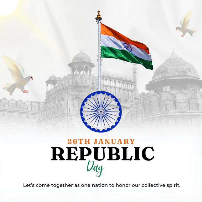 Orange and White Minimal Republic Day Social Media Graphic